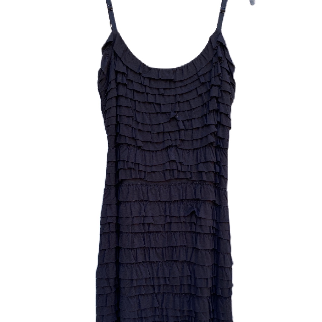 Bailey 44 Mini Dress Ruffle Spaghetti Strap Black Medium